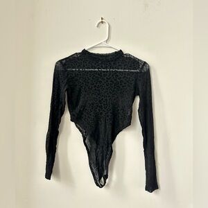 Black sheer cheetah print bodysuit